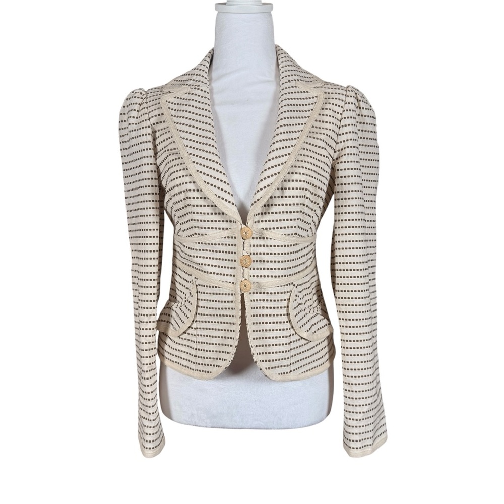 Nanette Lepore women’s Cream and Brown Striped Tailored Blazer
